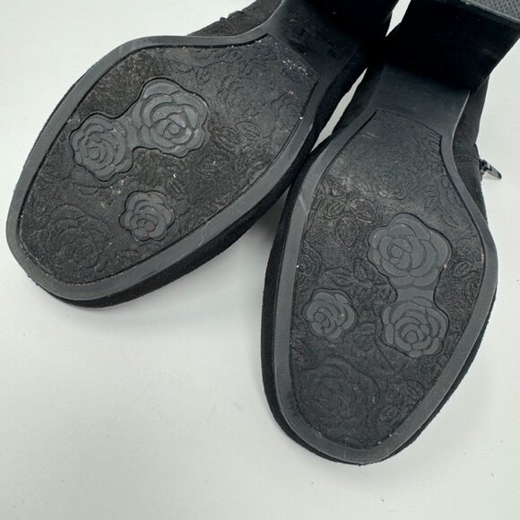 Carlos Womens Black Faux Suede Floral Embroidered Side Zip Heel Booties Size 6.5 - Picture 11 of 11